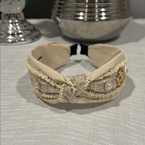 Fashion Jewelry Beige and Cream Embellished Headband